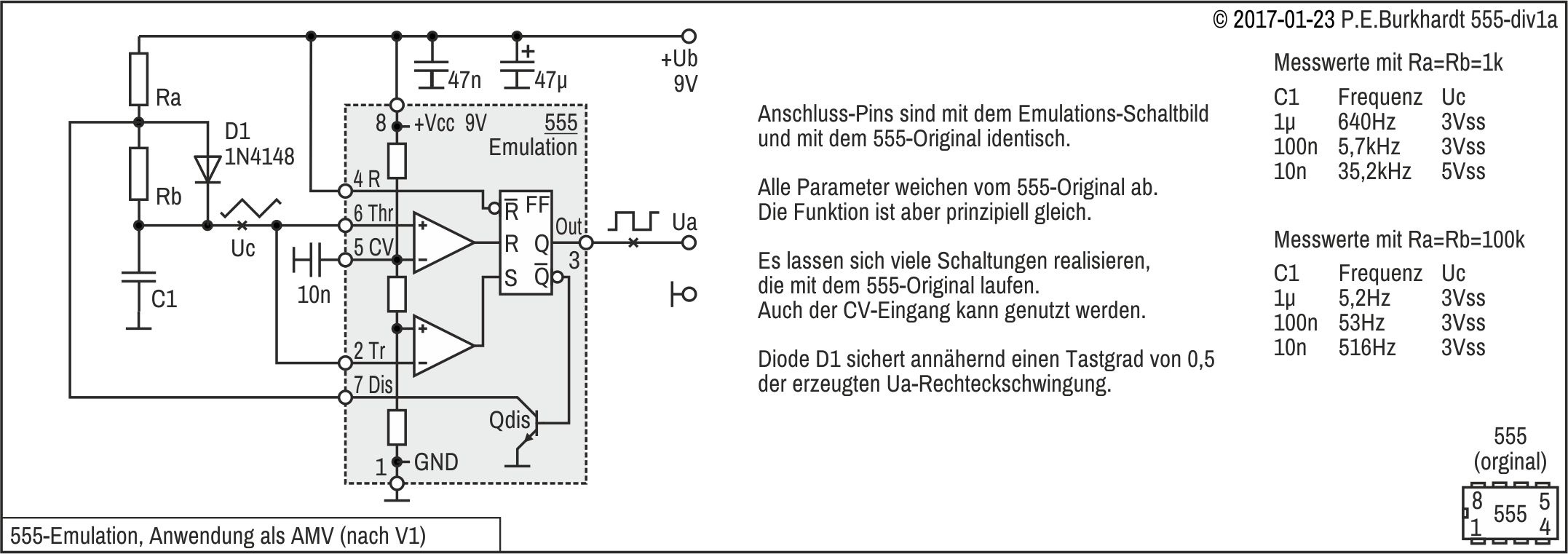 555-Emulation mit 12 Transistoren, AMV