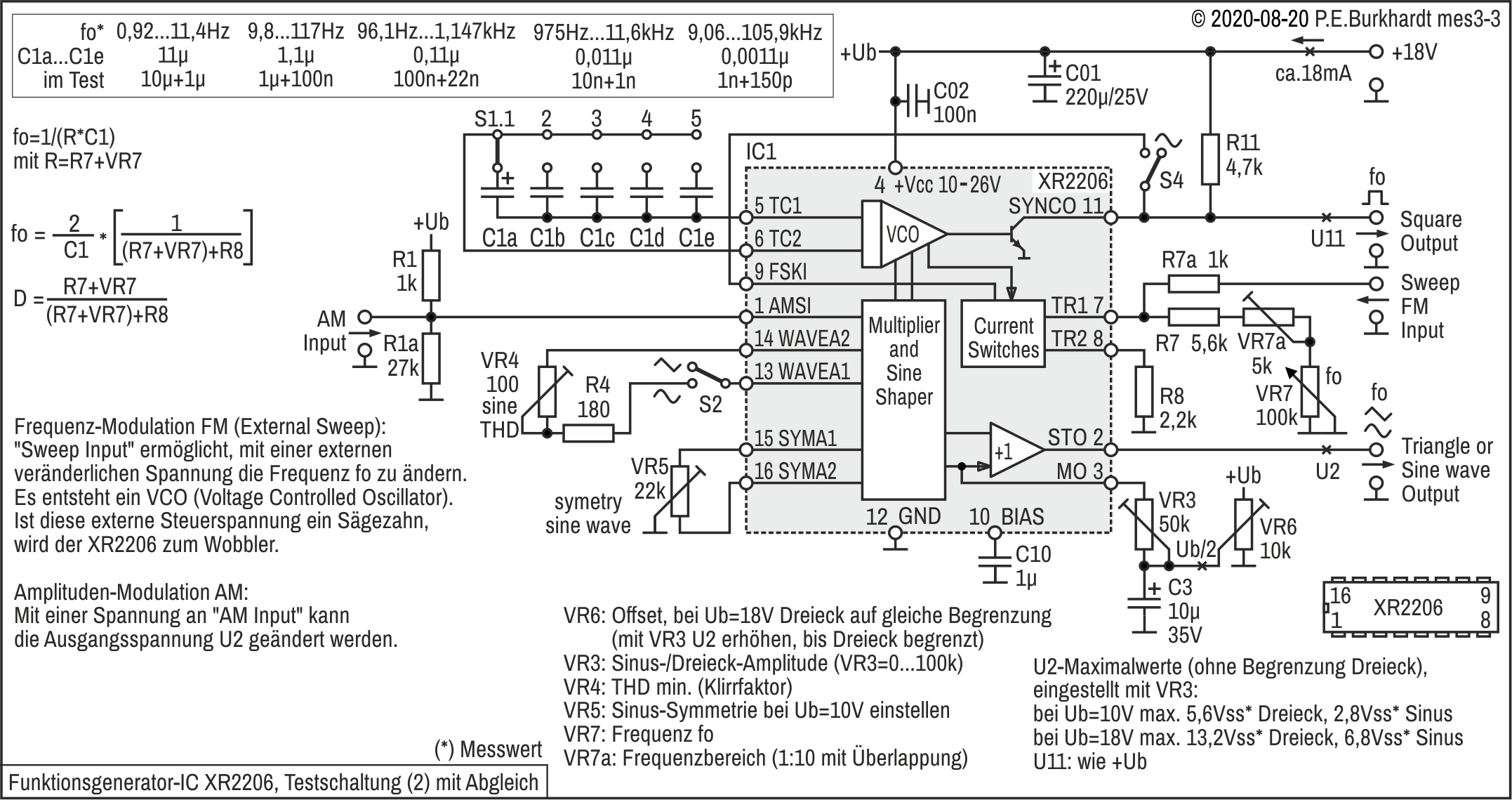 Funktionsgenerator XR2206, Testschaltung (2)