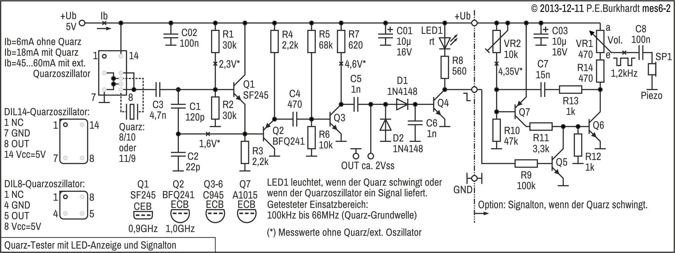 Quarz-Tester mit LED-Anzeige und Signalton